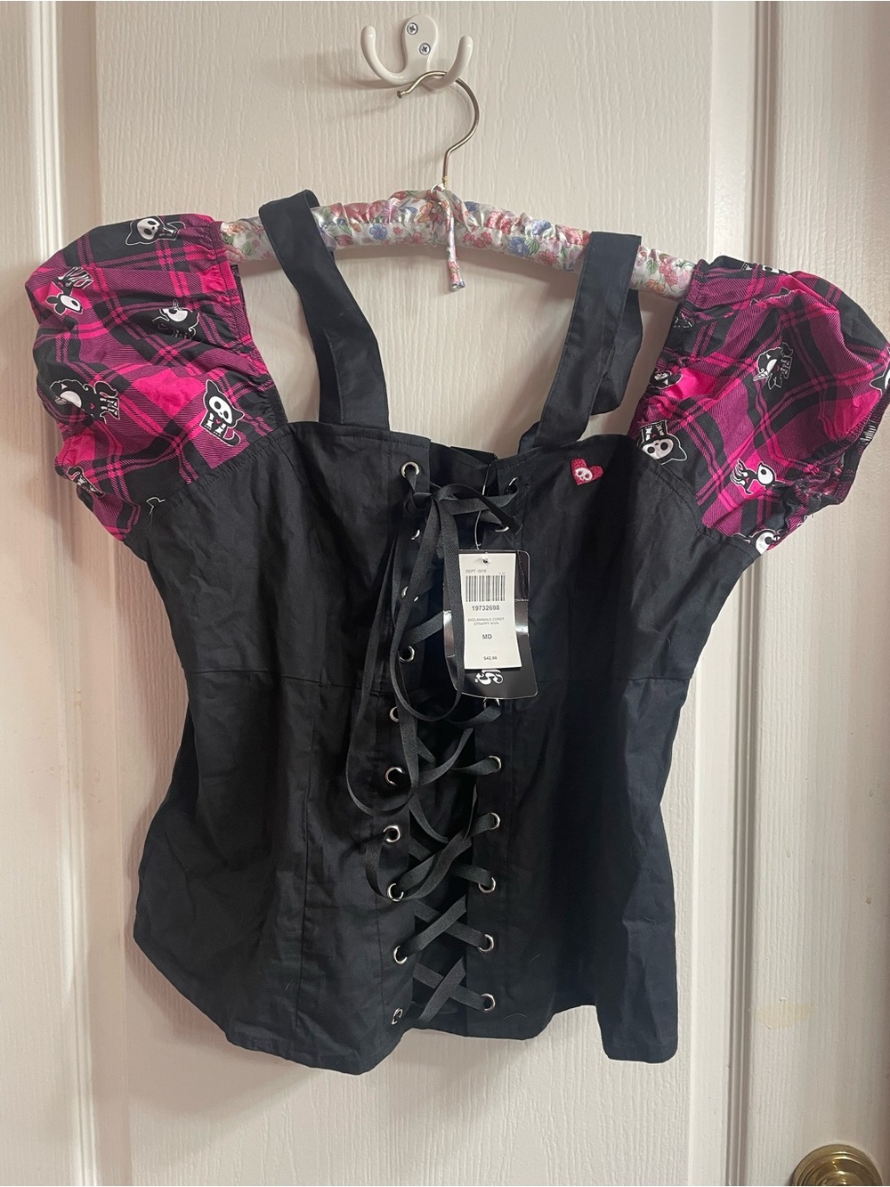 Skelanimals Hot Topic Women’s Black Corset Top, New with Tags, Goth, Grunge